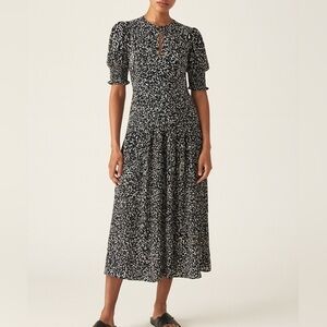 Scotch & soda navy and cream printed tiered midi dress